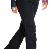 Roxy Women's Rising High Pants 2022 - Black snow pants with zippered pockets and adjustable waistband.