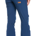 Roxy Women's Rising High Pants 2022 - A pair of navy blue snow pants with a zippered pocket on the back left side.