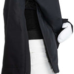 Roxy Women's Shelter Insulated Jacket - A black insulated jacket with a zippered front and two side pockets, featuring a white logo on the left chest.