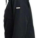 Roxy Women's Shelter Insulated Jacket 2024 - A black jacket with a fur-lined hood and a white logo on the left chest.