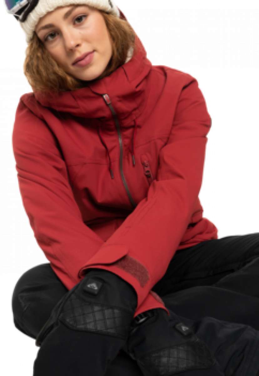 Roxy Women's Sierra Warmlink Mitt - Mitts are black with a quilted pattern on top and a textured grip on the palm.