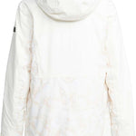 Roxy Women's Stated Insulated Jacket 2024 - A white jacket with a subtle floral pattern and black zipper.