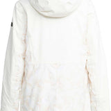 Roxy Women's Stated Insulated Jacket 2024 - A white jacket with a subtle floral pattern and black zipper.