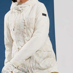 Roxy Women's Stated Insulated Jacket 2024 - A white jacket with a subtle floral pattern and black zipper.
