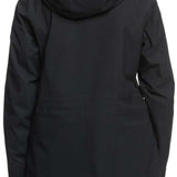 Roxy Women's Stated Insulated Jacket 2024 - A black insulated jacket with a hood, featuring a zippered front and two side pockets.