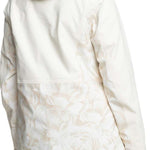 Roxy Women's Stated Insulated Jacket 2024 - A cream-colored jacket with a subtle floral pattern and a hood, featuring a zipper closure on the front.