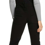 Roxy Women's Summit Bib Shell Pant 2023 - Black bib shell pants with a subtle white stripe on the side of each leg.