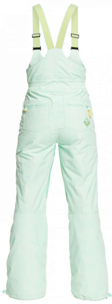Roxy Women's Summit Bib Shell Pant 2023 - Light-colored bib shell pant with a subtle pattern of small, dark lines on the fabric.