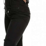 Roxy Women's Summit Bib Shell Pant 2023 - Black snow pants with a subtle white stripe down the side of each leg.