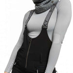 Roxy Women's Summit Bib Shell Pant 2023 - Black bib shell pant with white logo on left thigh and black drawstring at waist.