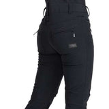 Roxy Women's Summit Bib Shell Pants 2024 - Black bib shell pants with a subtle floral pattern on the side of the leg.