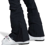 Roxy Women's Summit Bib Shell Pants 2024 - Black snow pants with a zippered pocket on the side of one leg.