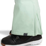 Roxy Women's Summit Bib Shell Pants 2024 - Light green bib shell pants with a black logo on the left leg and a zipper at the ankle.