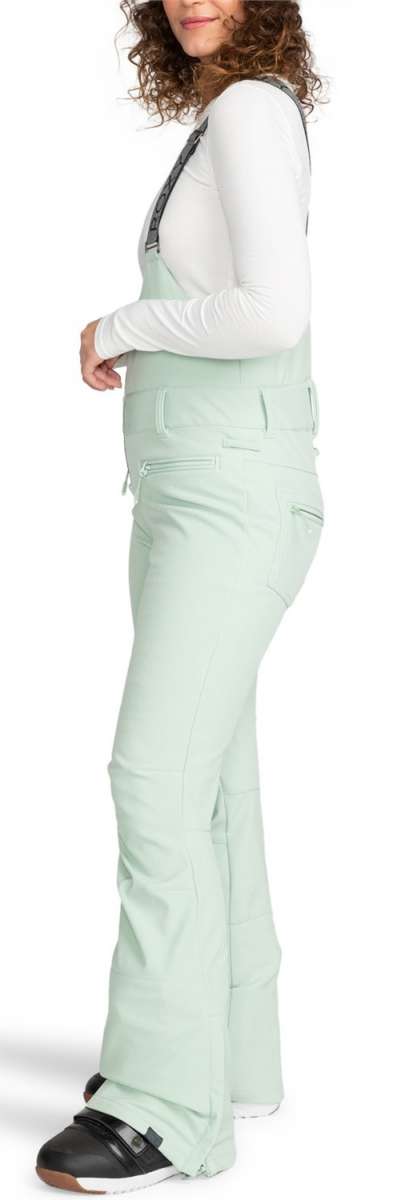 Roxy Women's Summit Bib Shell Pants 2024 - Light blue bib shell pants with a subtle floral pattern on the side of the leg.