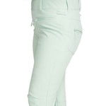 Roxy Women's Summit Bib Shell Pants 2024 - Light blue bib shell pants with a subtle floral pattern on the side of the leg.