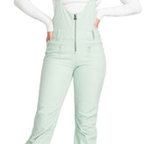 Roxy Women's Summit Bib Shell Pants 2024 - Light blue bib shell pants with a white logo on the left thigh and black straps.