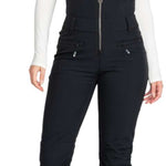 Roxy Women's Summit Bib Shell Pants 2024 - Black snow pants with a subtle white stripe on the side of each leg.