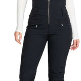 Roxy Women's Summit Bib Shell Pants 2024 - Black snow pants with a subtle white stripe on the side of each leg.