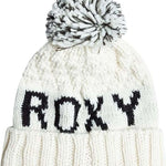 Roxy Women's Tonic Beanie 2024 - A white beanie with black lettering that reads "ROXY" on the front.