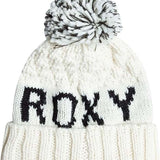 Roxy Women's Tonic Beanie 2024 - A white beanie with black lettering that reads "ROXY" on the front.