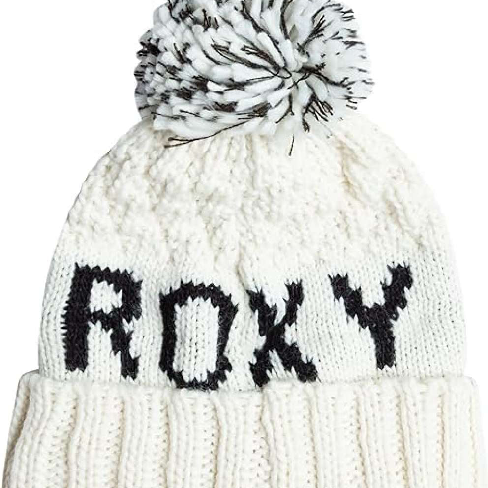 Roxy Women's Tonic Beanie 2024 - A white beanie with black lettering that reads "ROXY" on the front.