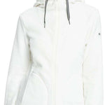 Roxy Women's Tundra Full Zip Fleece Jacket 2024 - A white fleece jacket with a zippered front and hood, featuring black drawstrings on the hood.