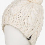 Roxy Women's Winter Beanie 2022 - A cream-colored beanie with a pom-pom on top.