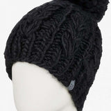 Roxy Women's Winter Beanie 2022 - A black beanie with a pom-pom on top.