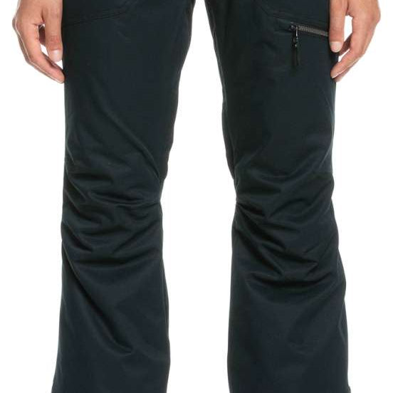 Roxy Women's Nadia Insulated Pants Short 2023 - Black pants with zippered pockets and a drawstring waistband.