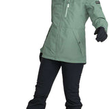 Roxy Women's Rideout Insulated Bib Pant 2024 - Black bib pants with a subtle white stripe down the side of each leg.