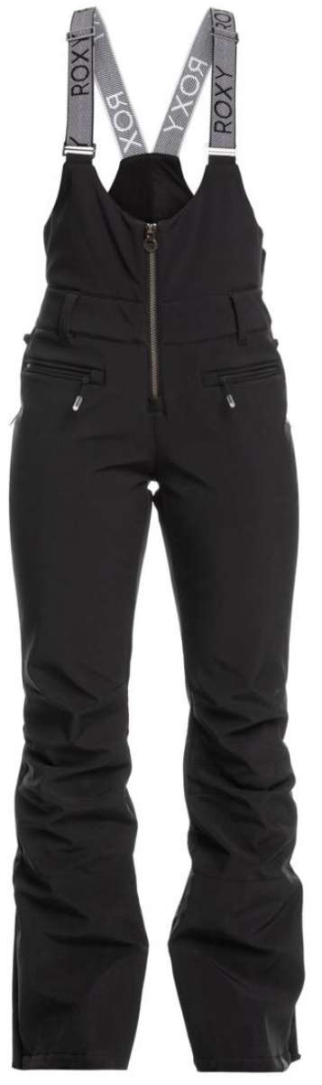 Roxy Women's Rideout Insulated Bib Pant 2024 - Black bib pants with a zippered fly and adjustable straps.