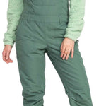 Roxy Women's Rideout Insulated Bib Pant - Sage green bib pants with a quilted pattern on the upper thigh area.