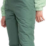 Roxy Women's Rideout Insulated Bib Pant 2024 - Black bib pant with white logo on left thigh and black straps over shoulders.