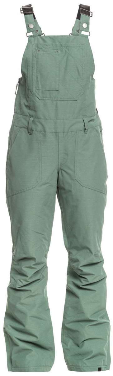 Roxy Women's Rideout Insulated Bib Pant - Sage green bib pants with a quilted pattern on the upper thigh area.