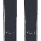 The image shows a pair of K2 Junior's Indy skis for the year 2020. The skis are black and red with white lettering, and they have a unique design that includes a pattern on the bottom half.