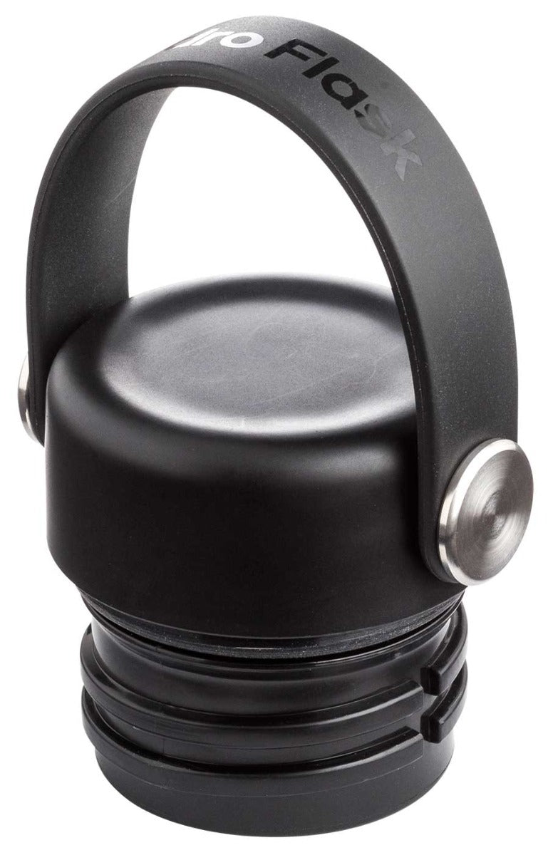 Hydro Flask 24oz Standard Mouth Water Bottle - A black water bottle with a screw-on lid and a handle on top, featuring white lettering that reads "Hydro Flask" along its side.