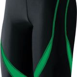 TYR Men's Alliance Splice Jammer Swimsuit - A black swimsuit with a green and white striped pattern on the sides.