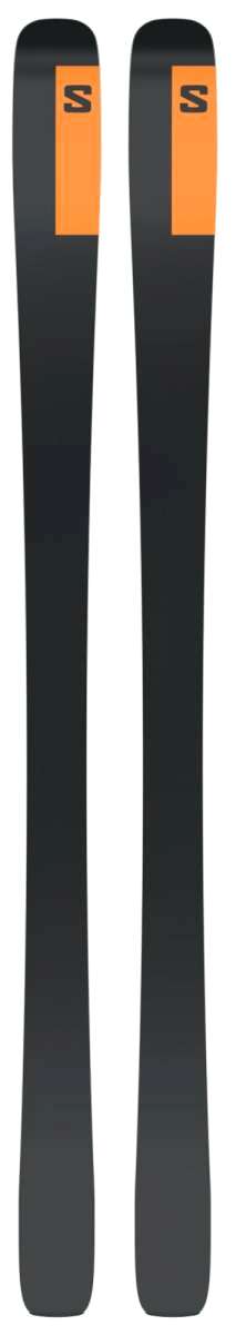 Salomon Stance 84 Skis 2024 - Black skis with a yellow logo on top.