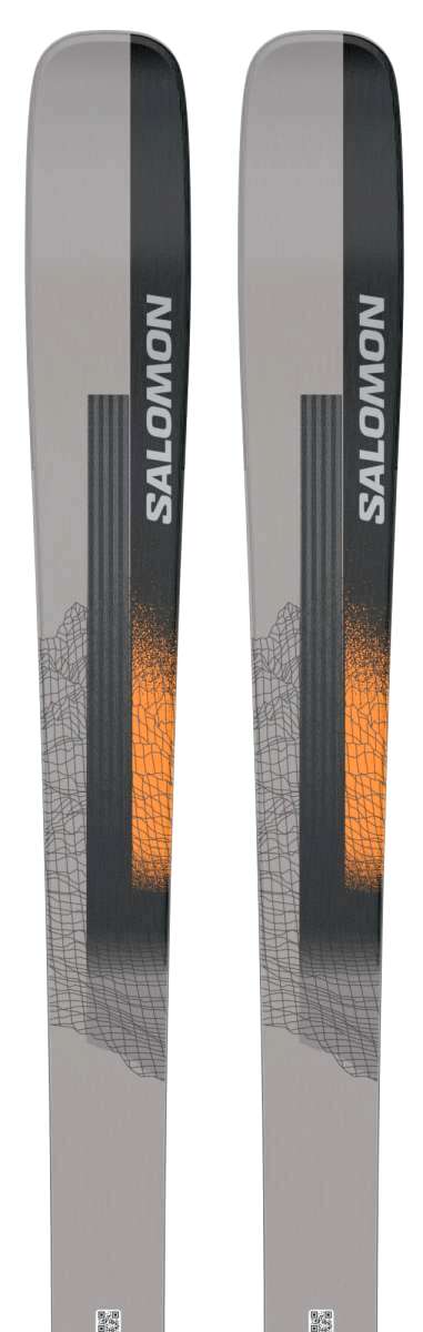 Salomon Stance 84 Skis 2024 - Black skis with white lettering and a gray stripe down the middle.