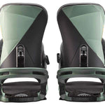 Salomon Alibi Pro Snowboard Bindings 2023 - A pair of black snowboard bindings with yellow logos on the straps.