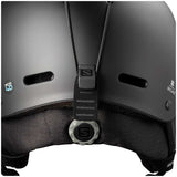 Salomon Brigade Helmet 2023 - A matte black helmet with a white logo on the side and a strap closure at the back.