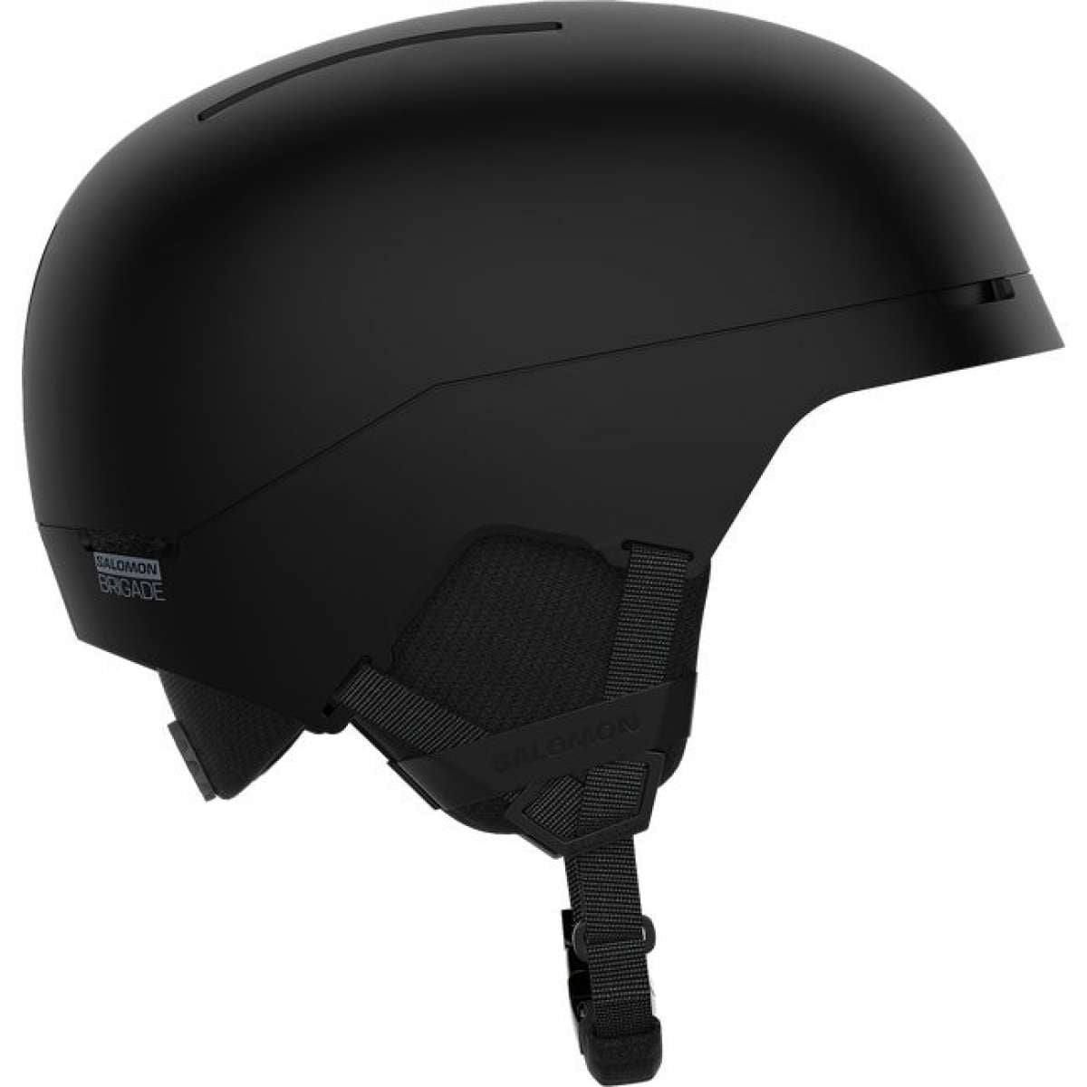 Salomon Brigade MIPS Helmet 2024 - A black helmet with a white logo on the side, featuring a sleek design and a prominent MIPS label.