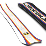 Salomon Junior's Dancehaul Grom Snowboard 2024 - A black snowboard with a blue, red and yellow stripe down the middle.