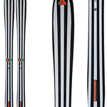 Salomon Depart 1.0 Ski 2026 - A black and white striped ski with a red logo at the tip.