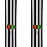 Salomon Depart 1.0 Ski 2026 - A black and white striped ski with a small orange triangle logo at the tip of each ski.