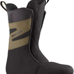 Salomon Dialogue Dual BOA Snowboard Boots 2024 - A pair of black snowboard boots with a tan logo on the side and two straps at the top.