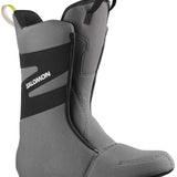 Salomon Dialogue Dual BOA Snowboard Boots 2024 - A pair of gray snowboard boots with a black strap featuring the word "SALOMON" in white letters.