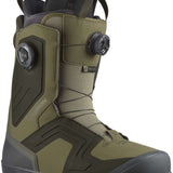 Salomon Dialogue Dual BOA Snowboard Boots 2024 - A pair of olive green snowboard boots with black laces and a black sole.