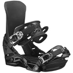 Salomon District Snowboard Bindings 2024 - Black bindings with silver buckles and straps.