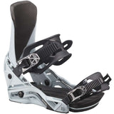 Salomon District Snowboard Bindings 2024 - A pair of snowboard bindings with a sleek black strap and silver buckles.